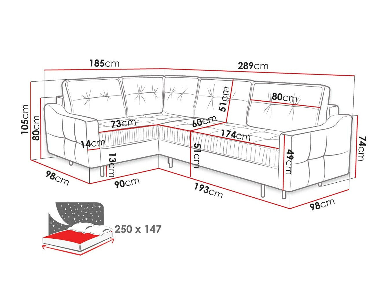 Hjørnesofa Kingsport 115