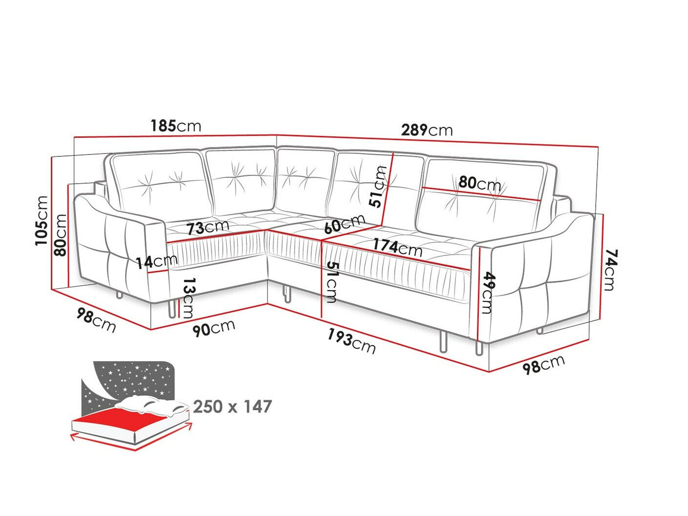 Hjørnesofa Kingsport 115
