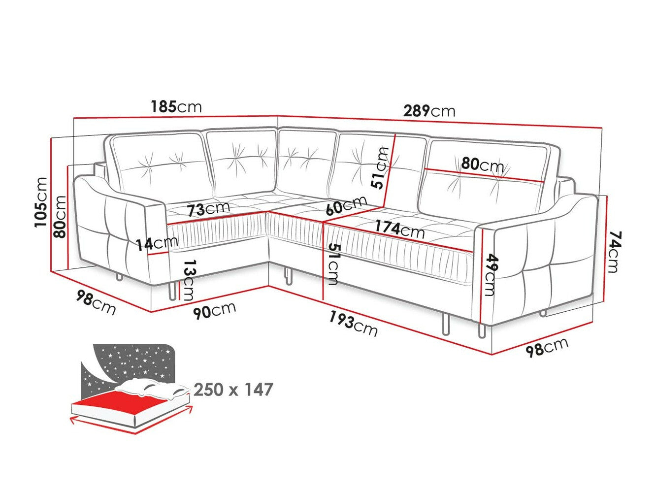 Hjørnesofa Kingsport 115