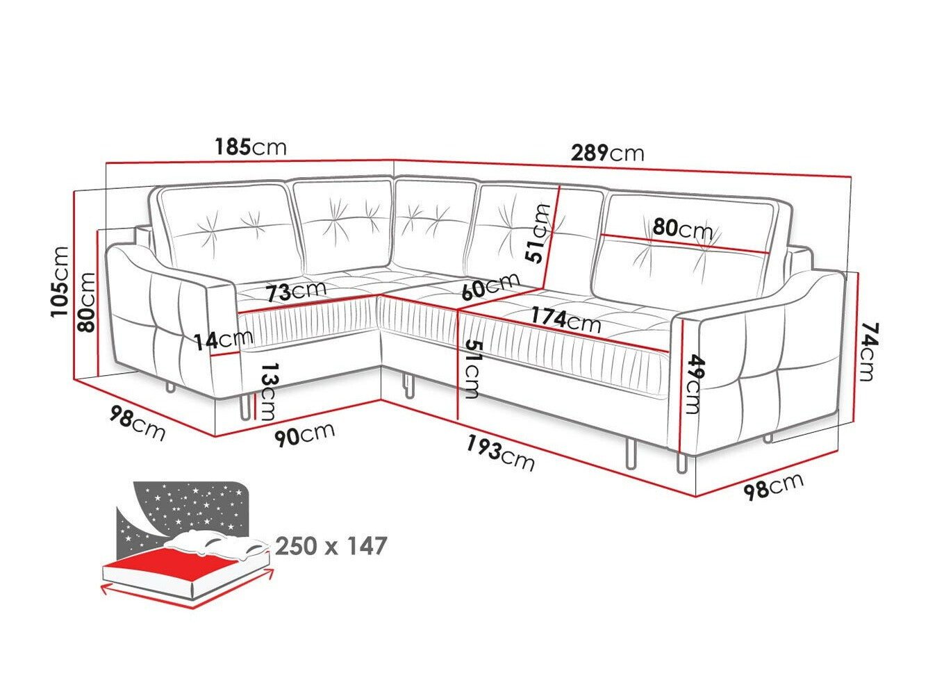 Hjørnesofa Kingsport 115