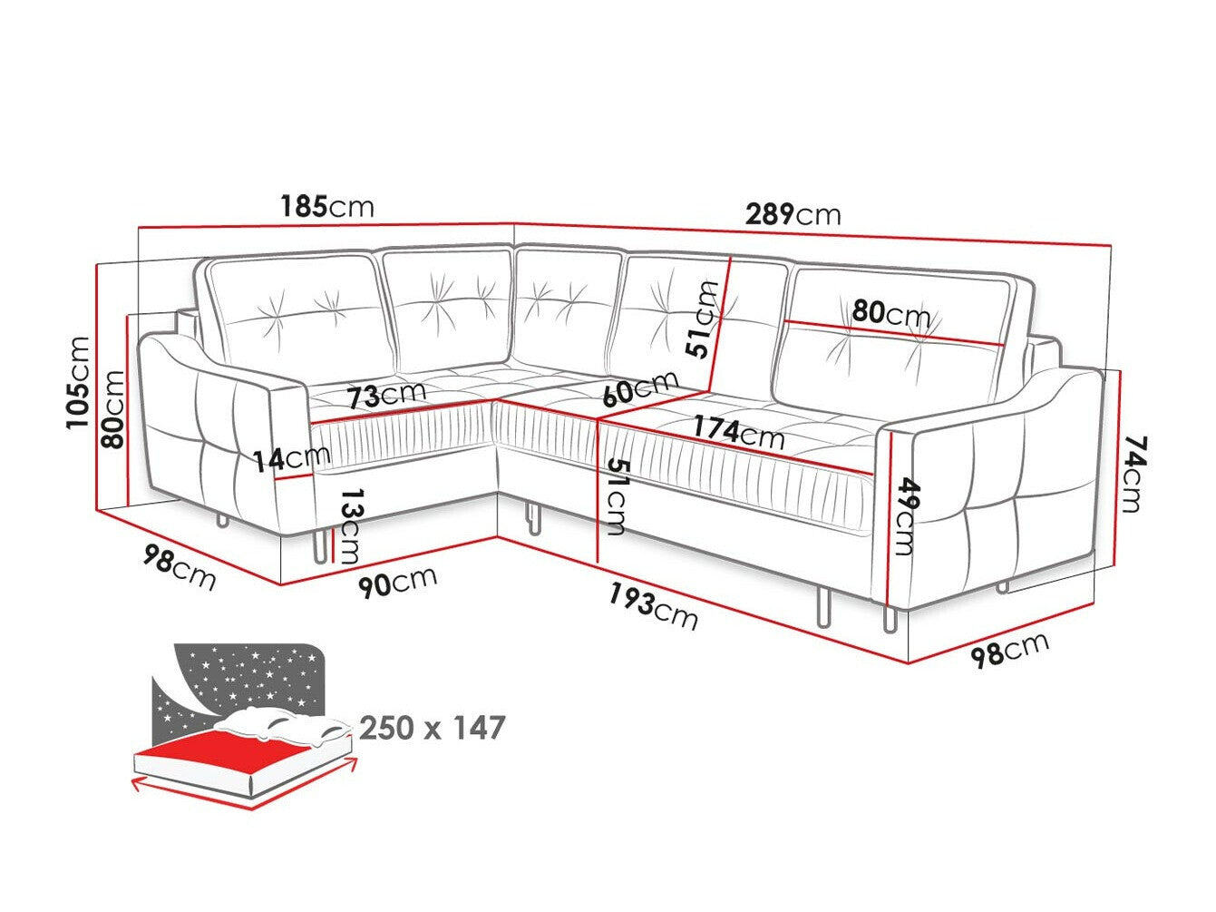 Hjørnesofa Kingsport 115