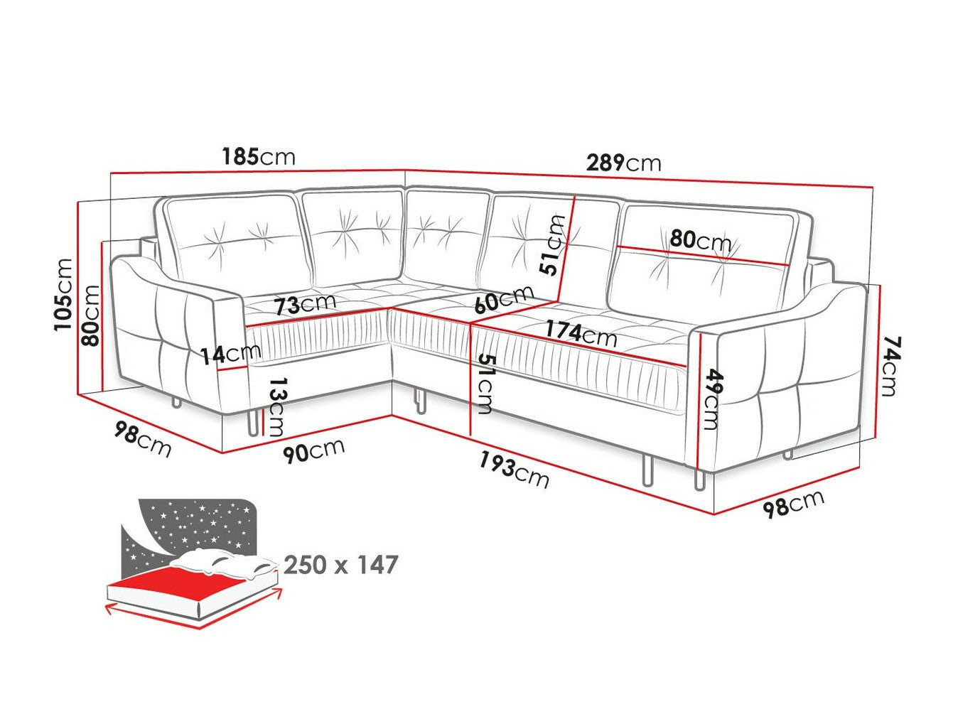 Hjørnesofa Kingsport 115