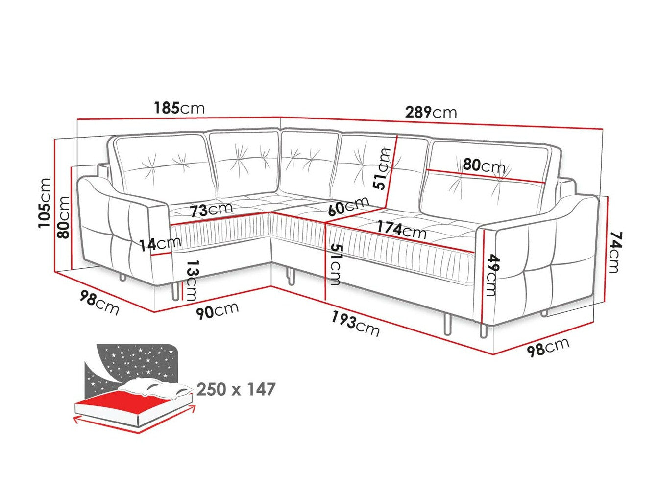 Hjørnesofa Kingsport 115