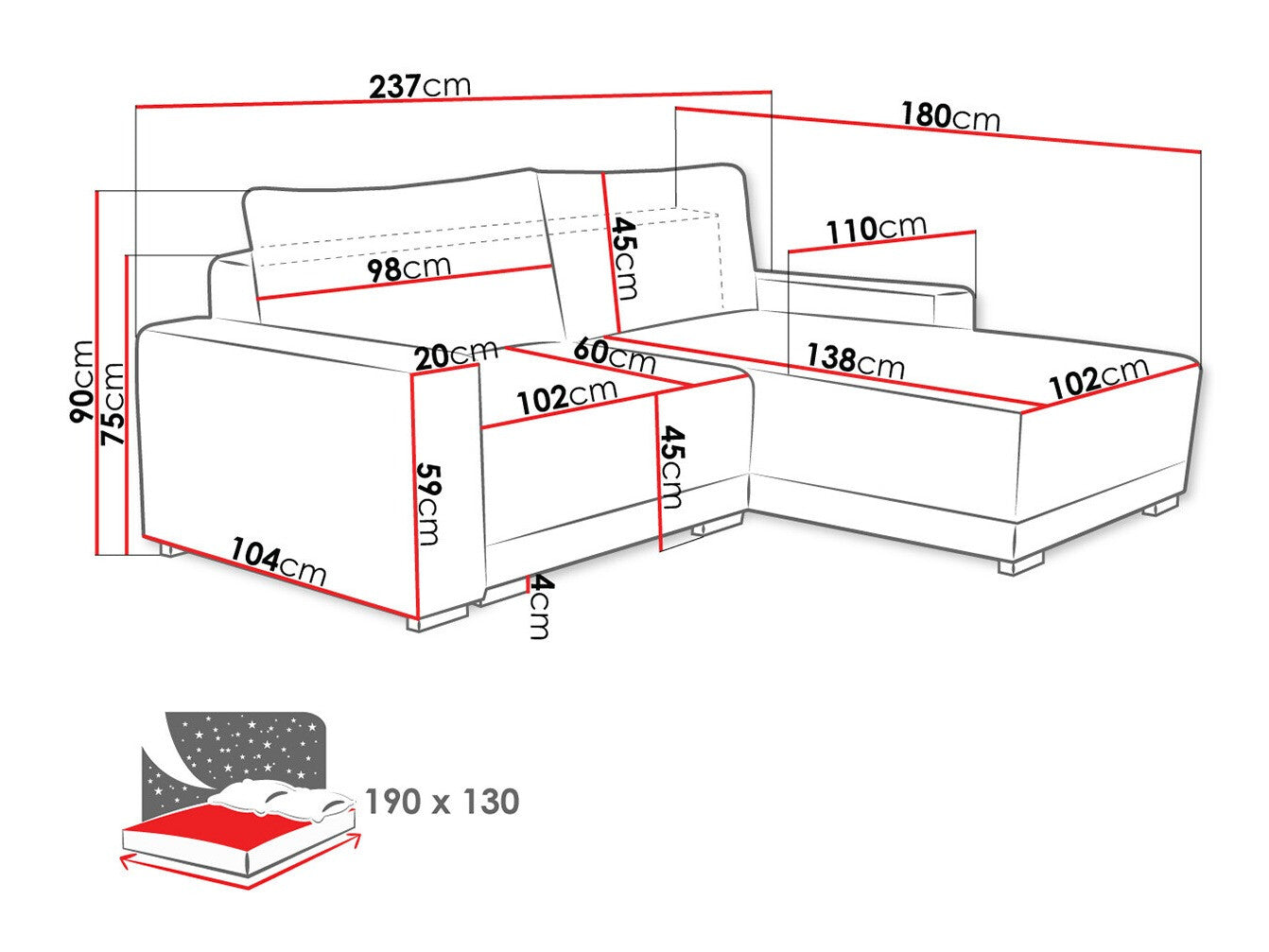 Hjørnesofa Columbus 204