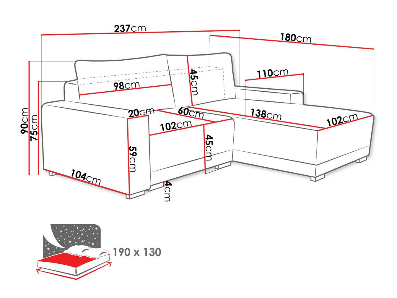 Hjørnesofa Columbus 204