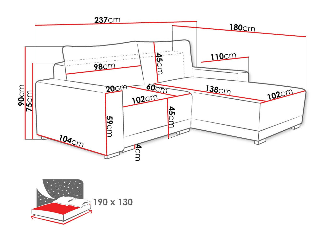 Hjørnesofa Columbus 204