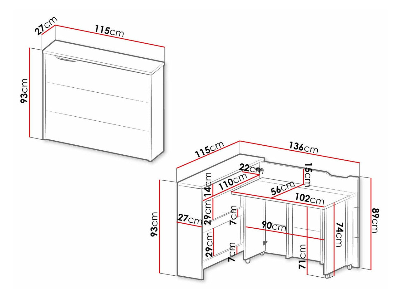 Hjørneskrivebord Concept Pro Lenart AH158