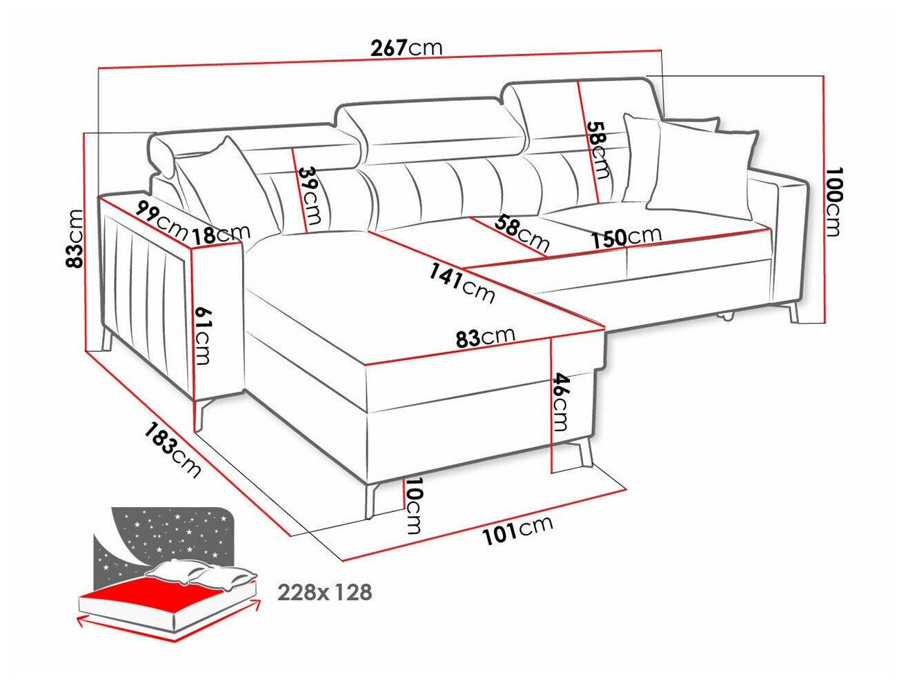Hjørnesofa Sarasota 150