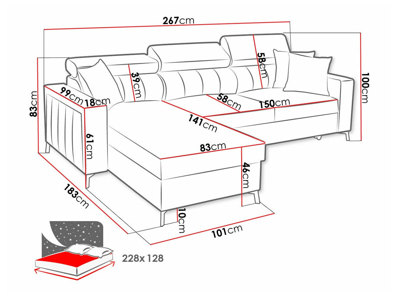 Hjørnesofa Sarasota 150