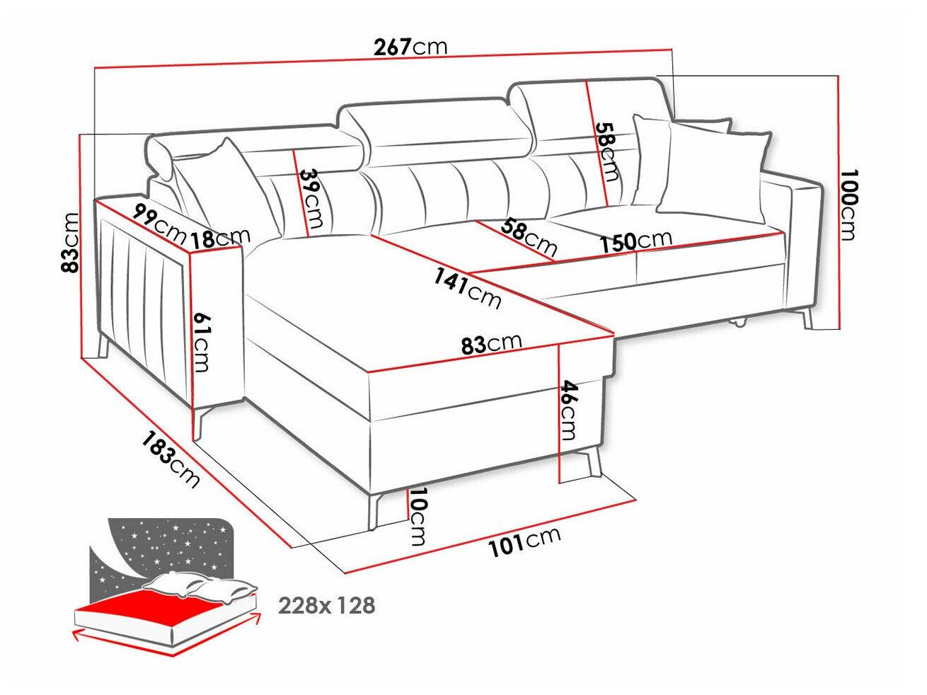 Hjørnesofa Sarasota 150