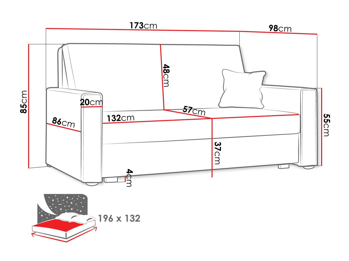 Sovesofa Columbus 182