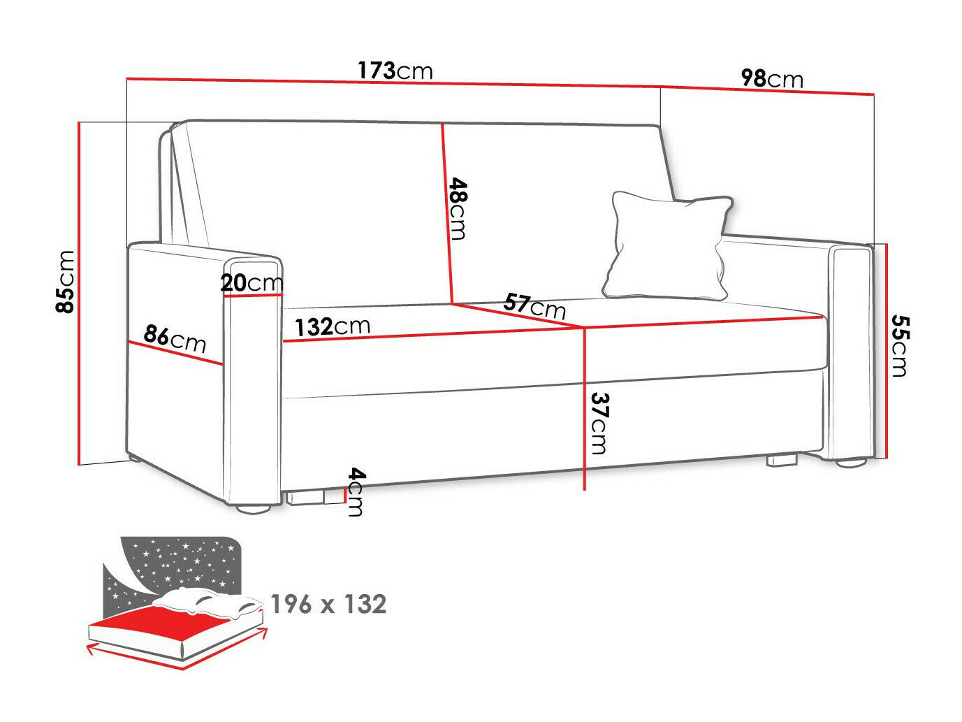 Sovesofa Columbus 182