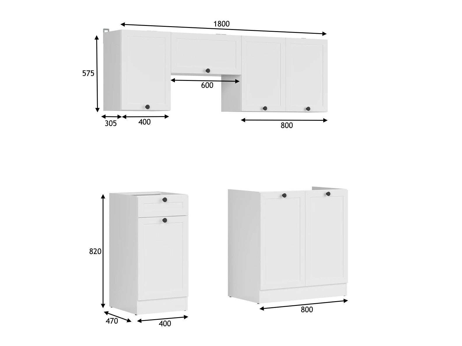 Modulopbygget køkkensæt Classic White 118