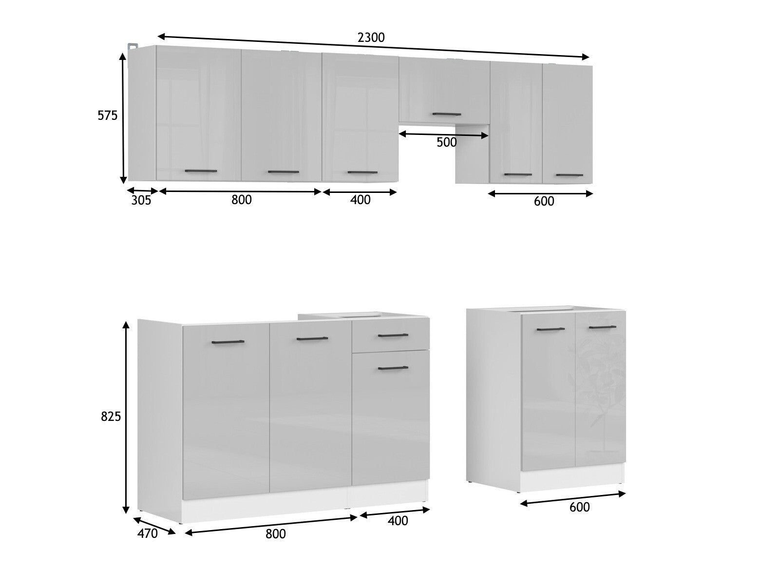 Modulopbygget køkkensæt Line Grey 119