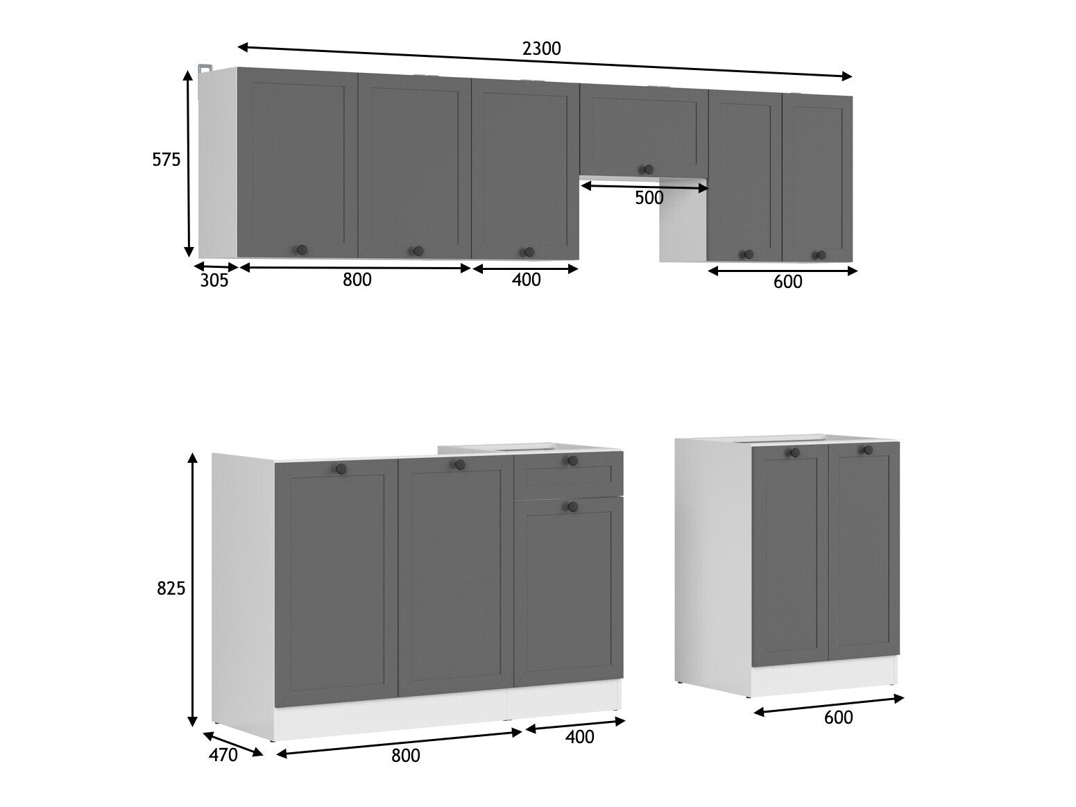 Modulopbygget køkkensæt Classic Grey 119