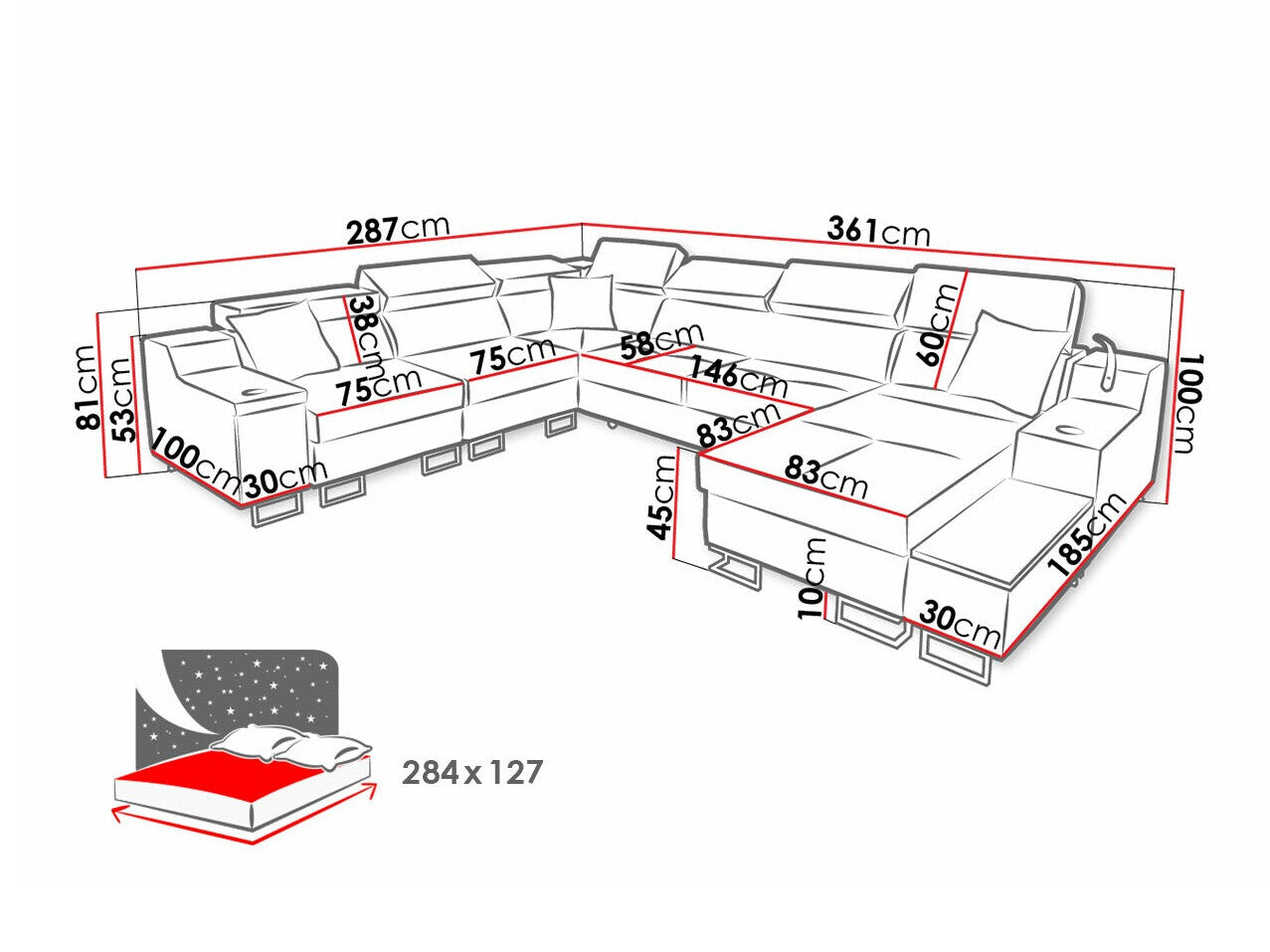 Hjørnesofa Sarasota 160