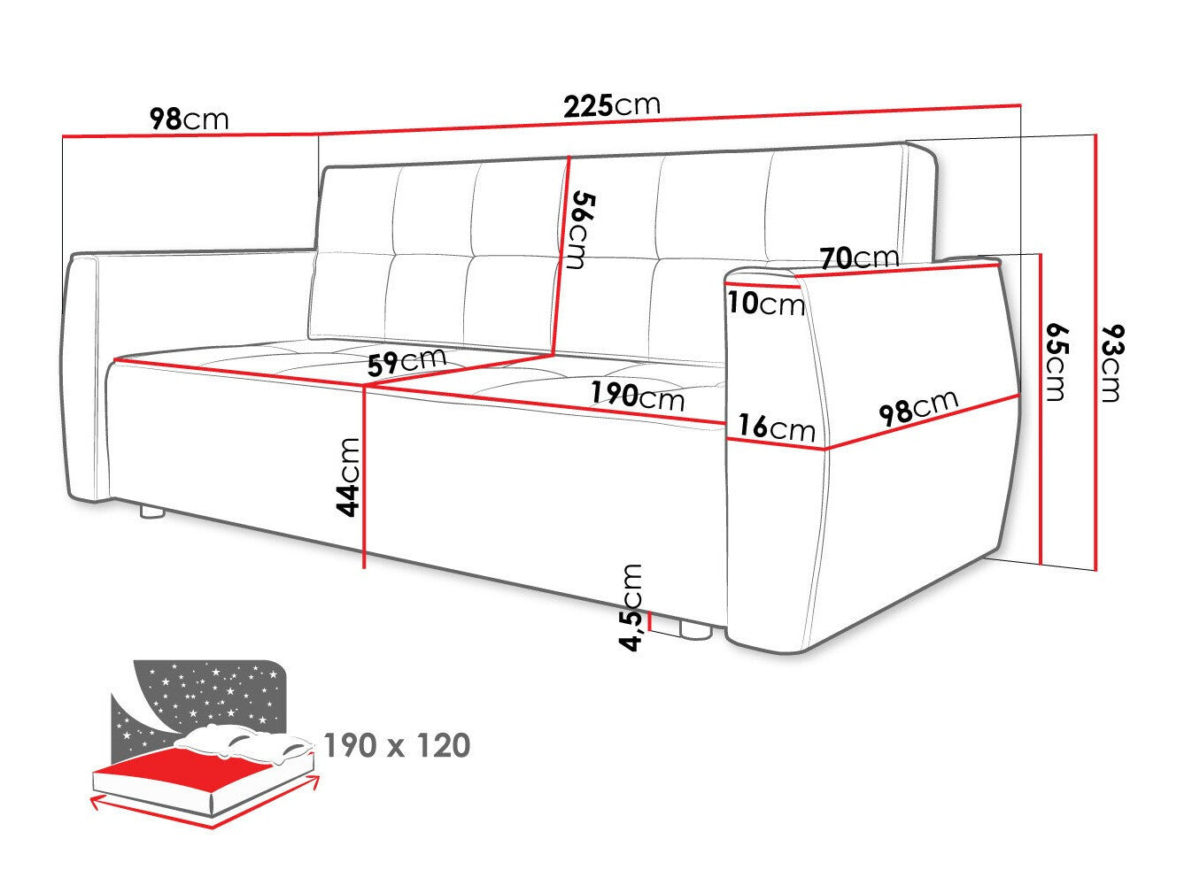 Sovesofa Edinburg 107