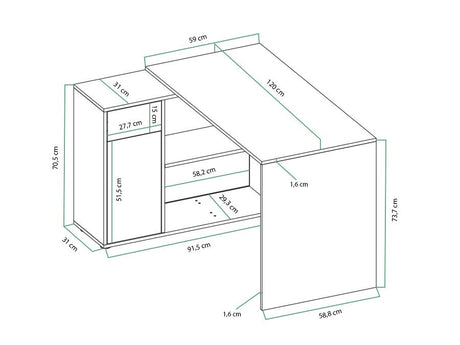 Hjørneskrivebord Bristol 123