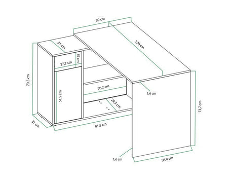 Hjørneskrivebord Bristol 123