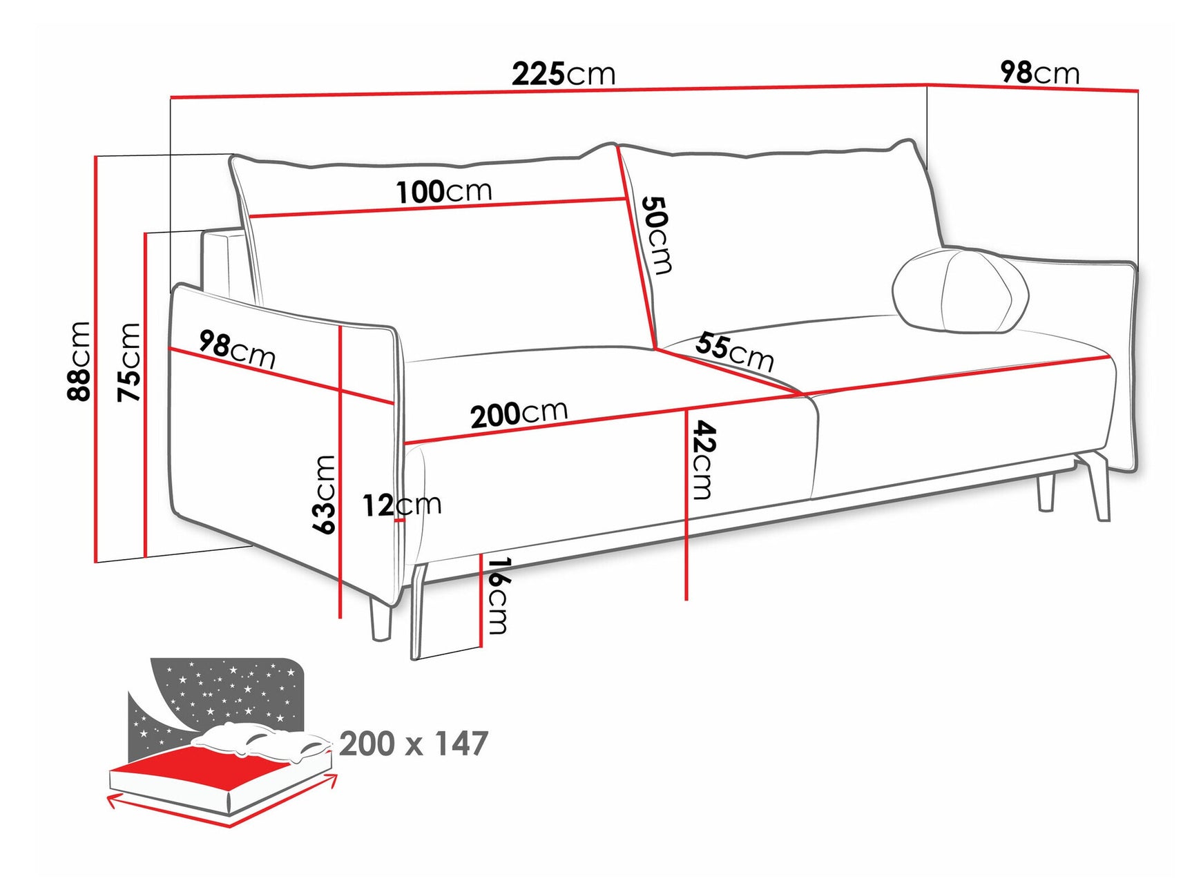 Sovesofa Columbus 216