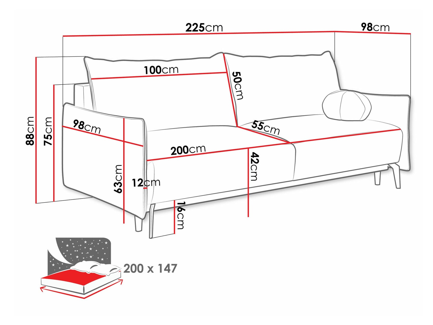 Sovesofa Columbus 216