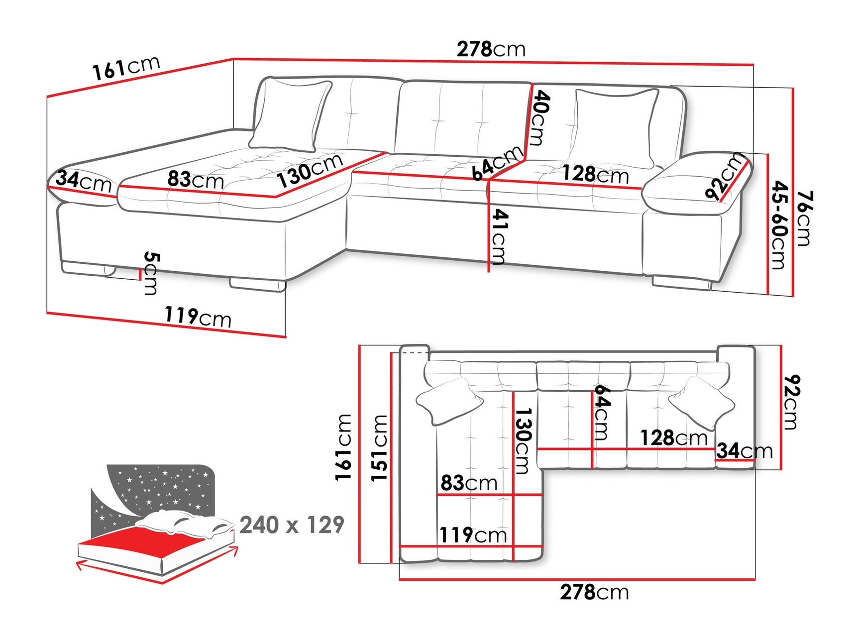 Hjørnesofa Comfivo 250