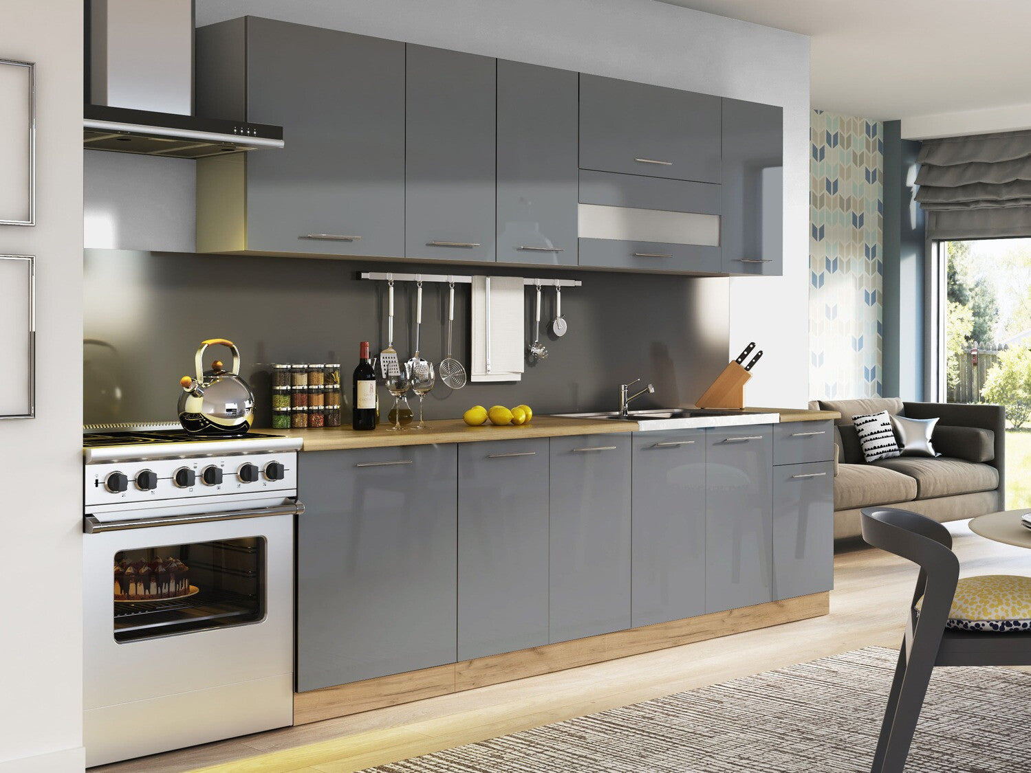 Modulopbygget vaskeskab med låger Tiffa Grey 125