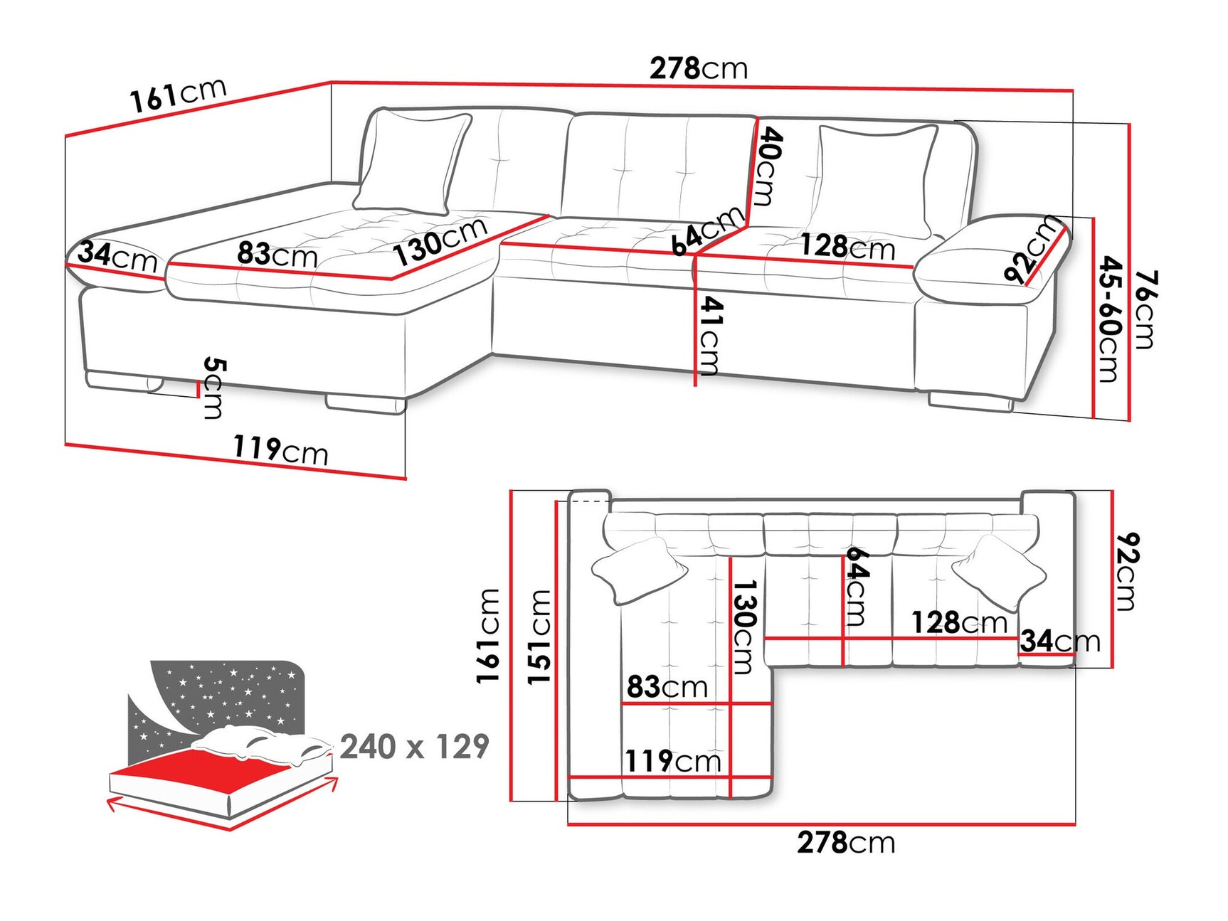 Hjørnesofa Comfivo 250