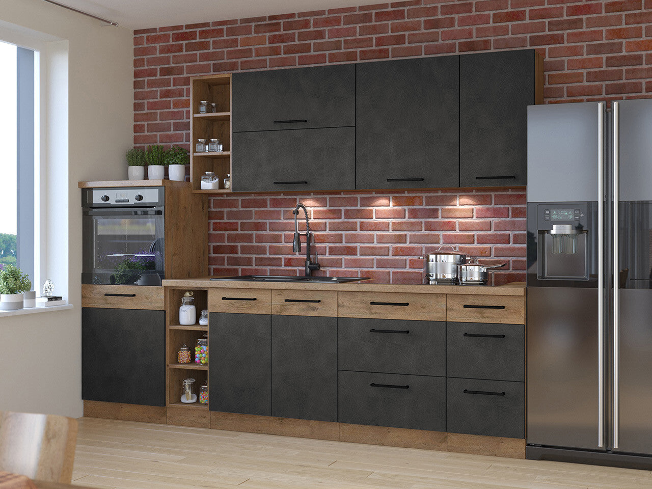 Modulopbygget køkkensæt Wood Grey 137