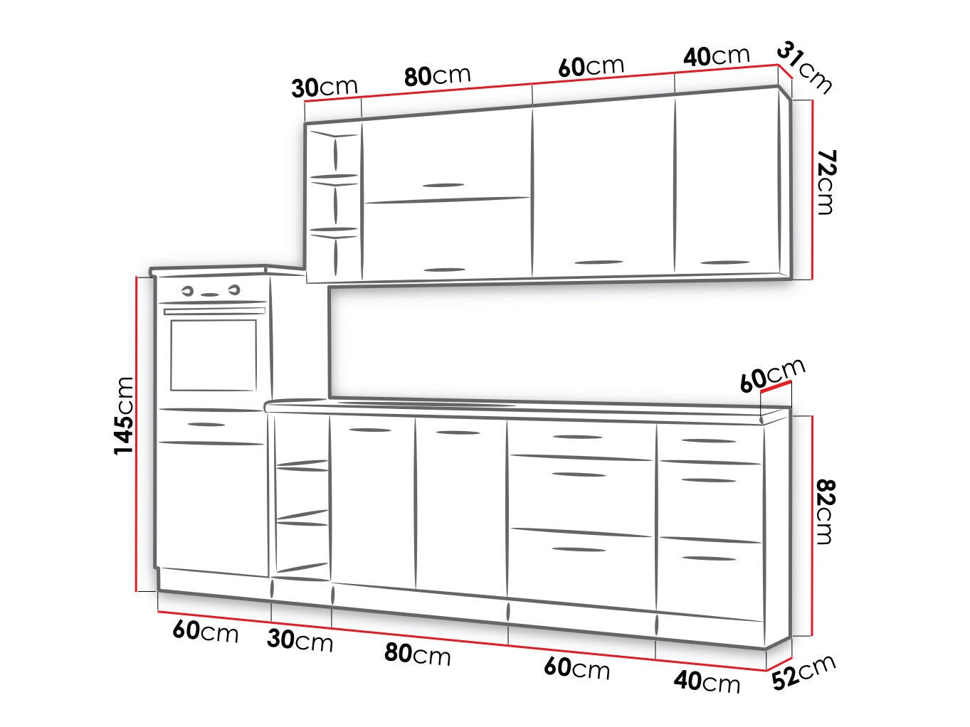 Modulopbygget køkkensæt Wood Grey 137