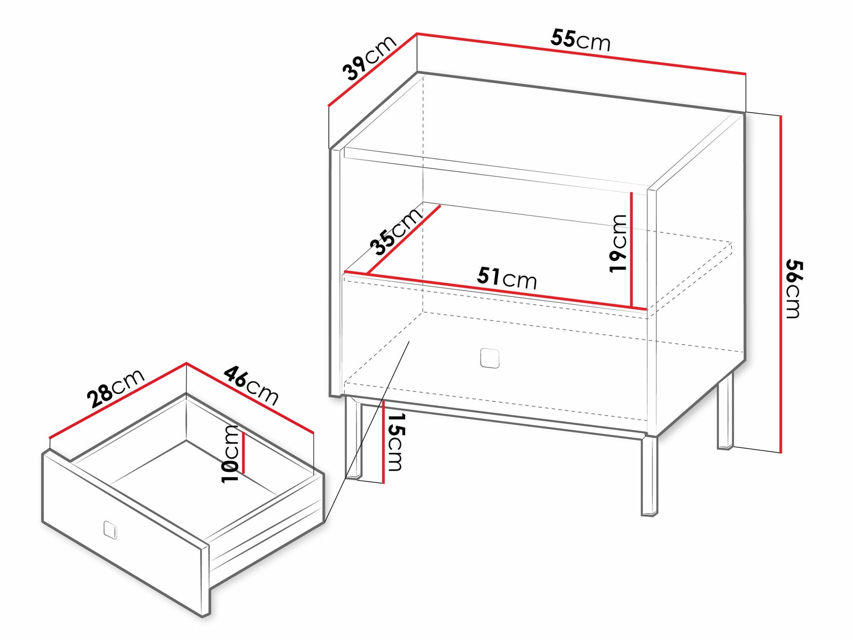 Bedside table Comfivo AB105