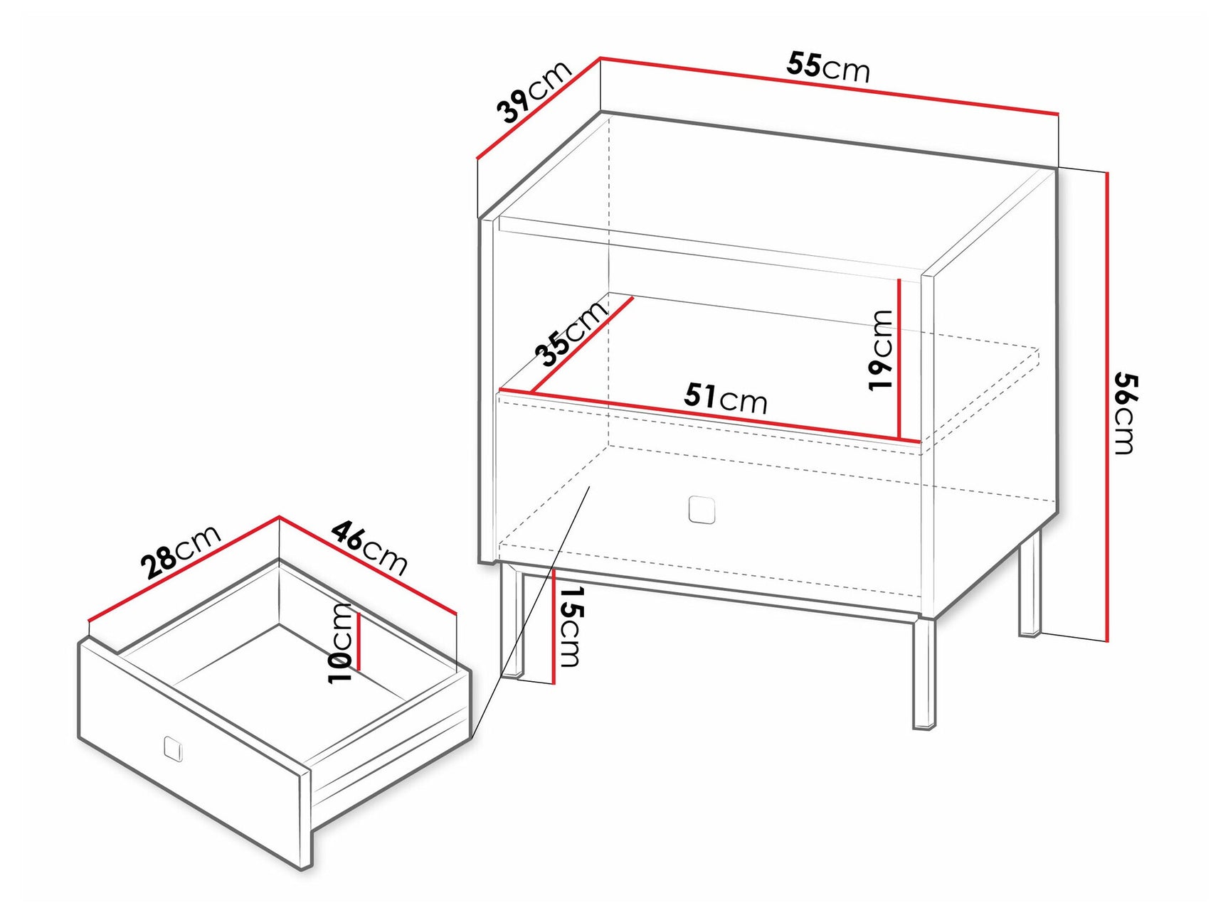 Bedside table Comfivo AB105