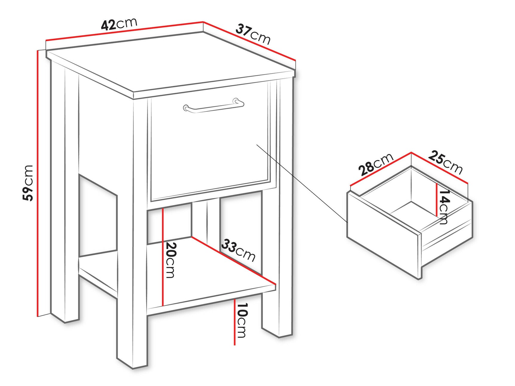 Bedside table Parma F115