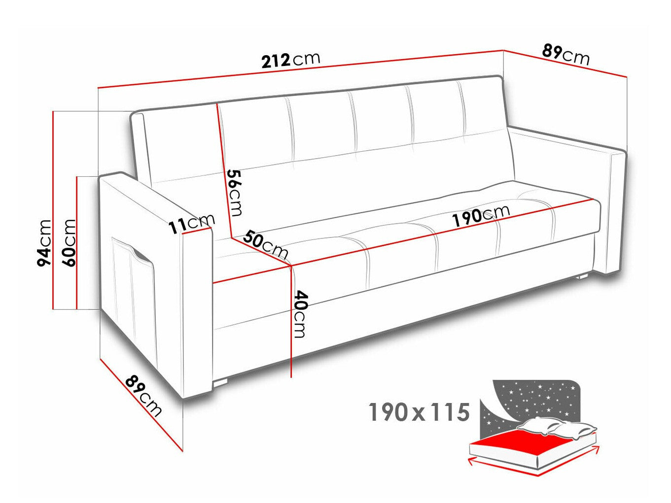 Sovesofa Edinburg 104