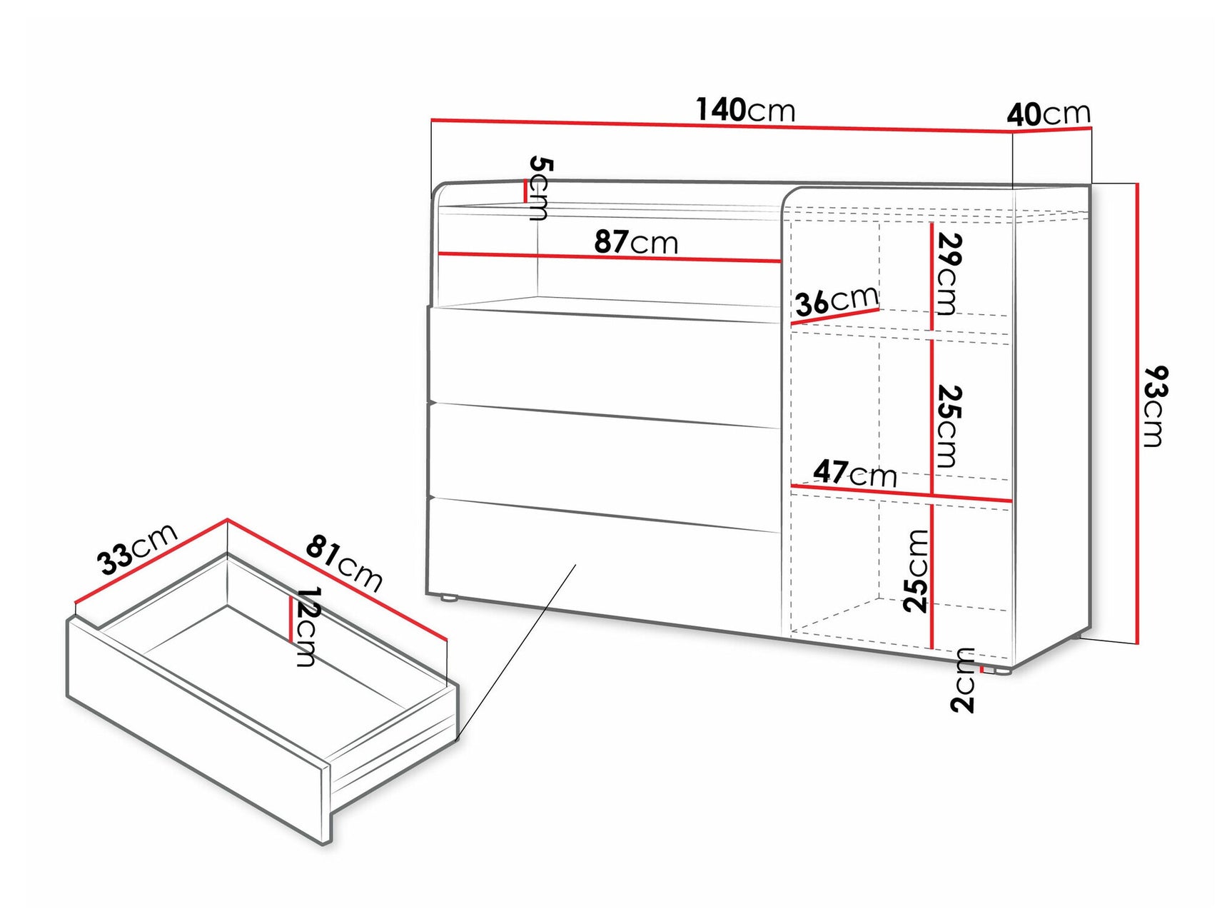 Chest of drawers Domcali 107
