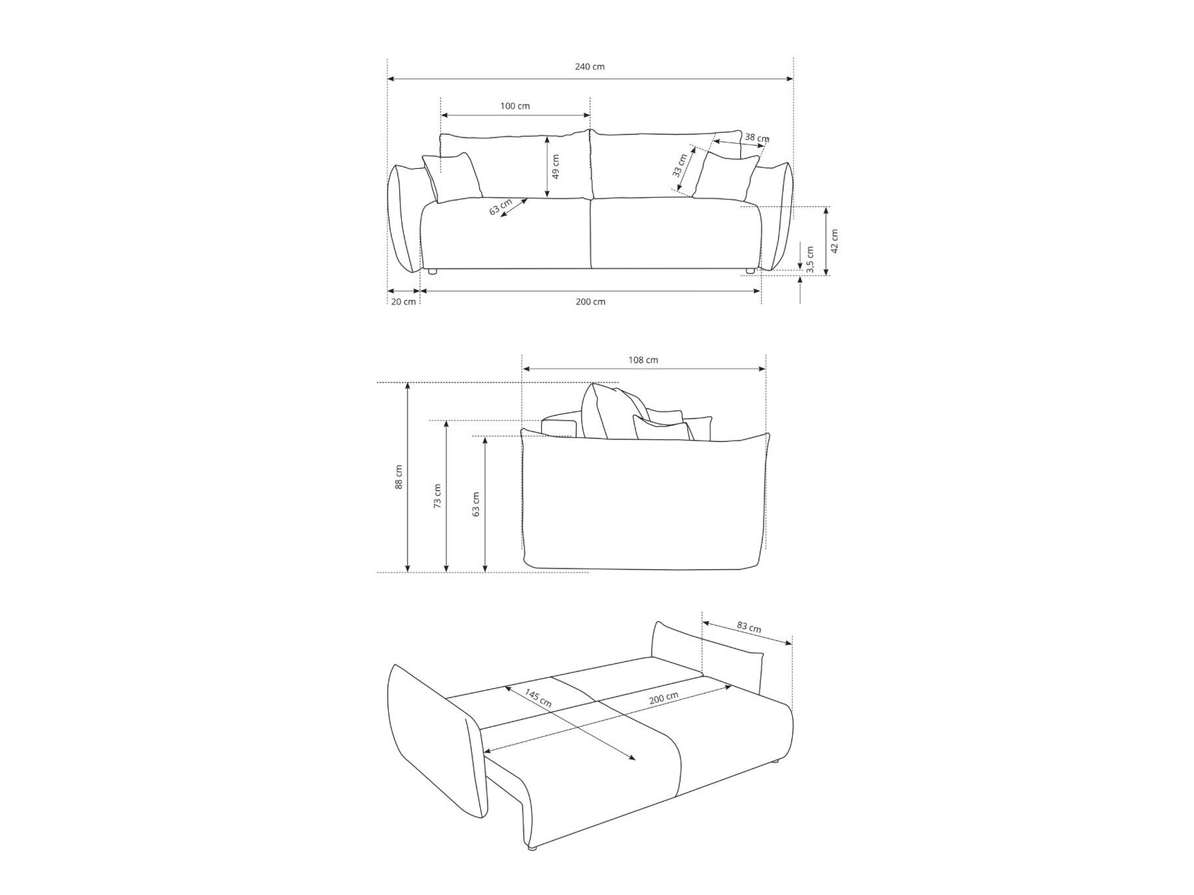 Sovesofa Kingston 150
