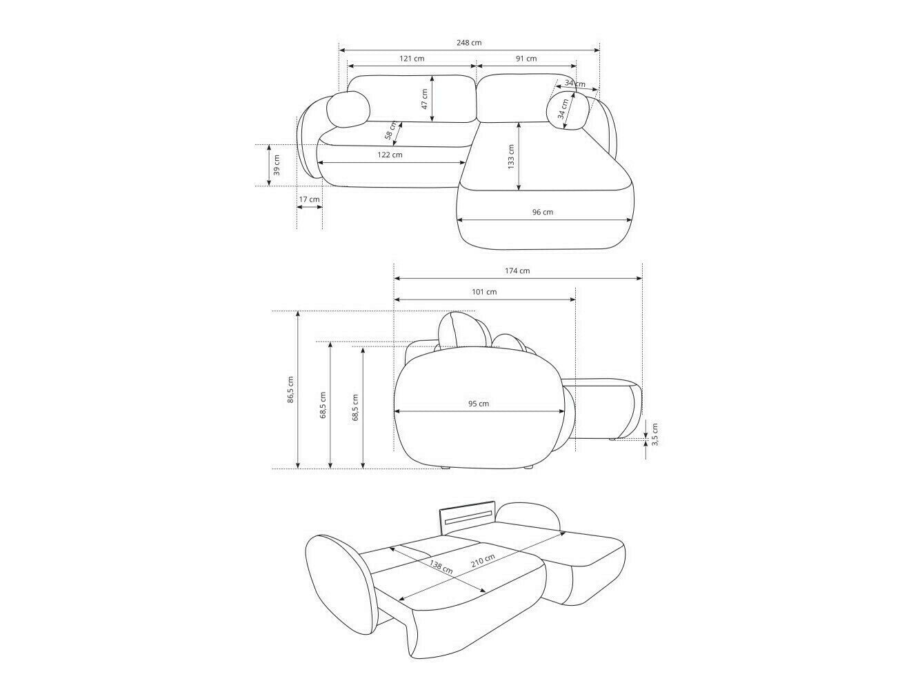 Hjørnesofa Kingston 140