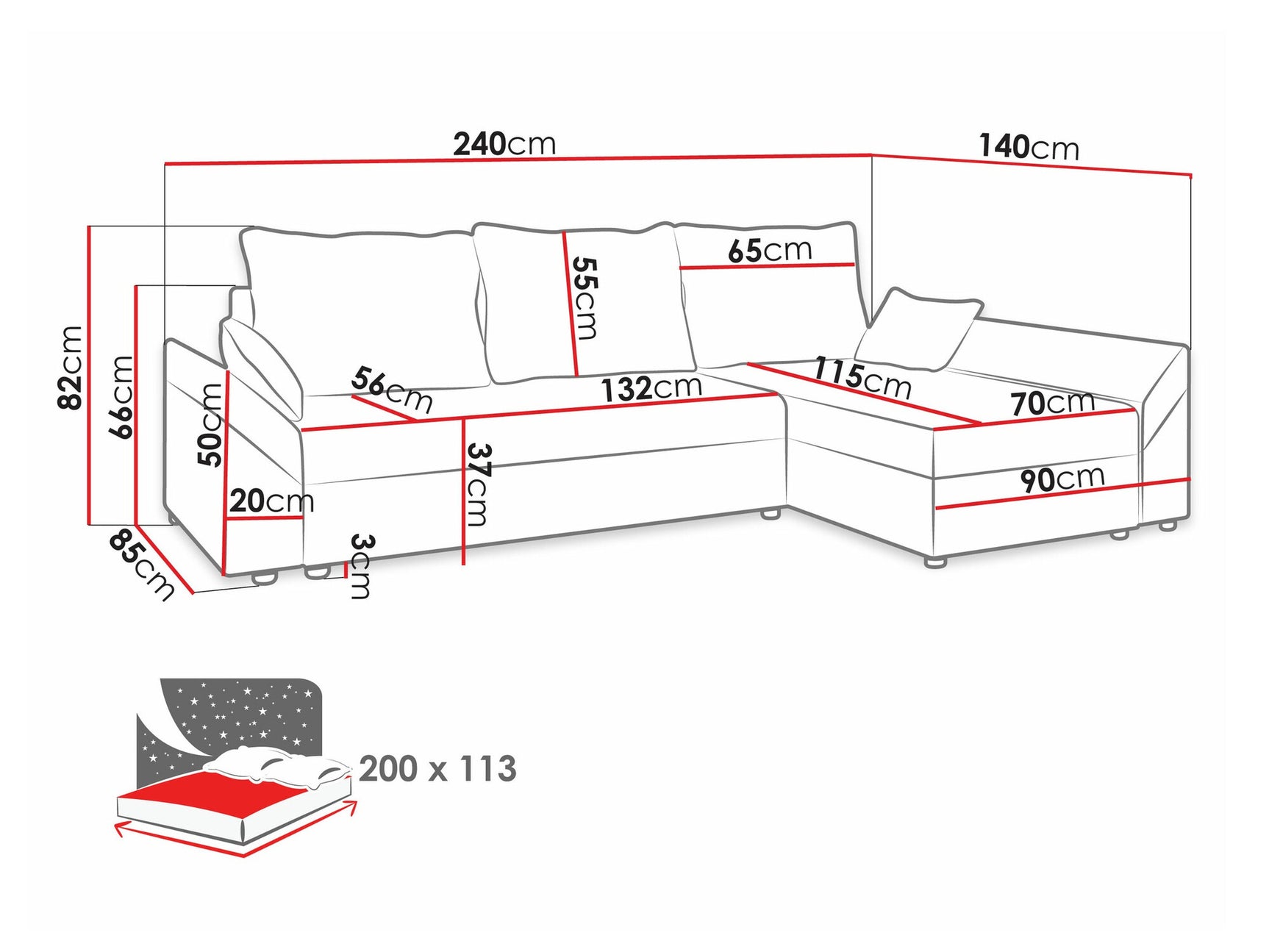 Hjørnesofa Memphis 130
