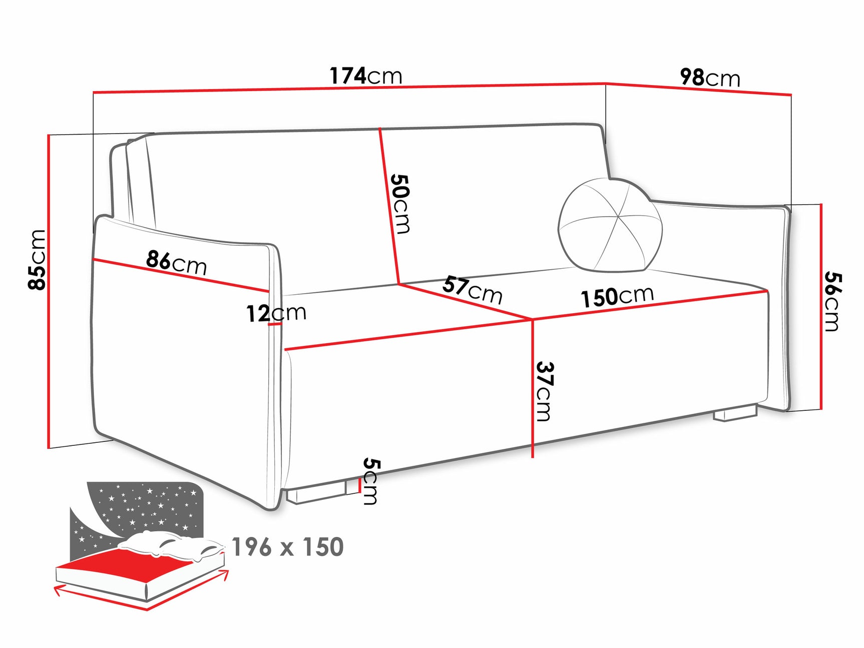 Sovesofa Columbus 219 4015309