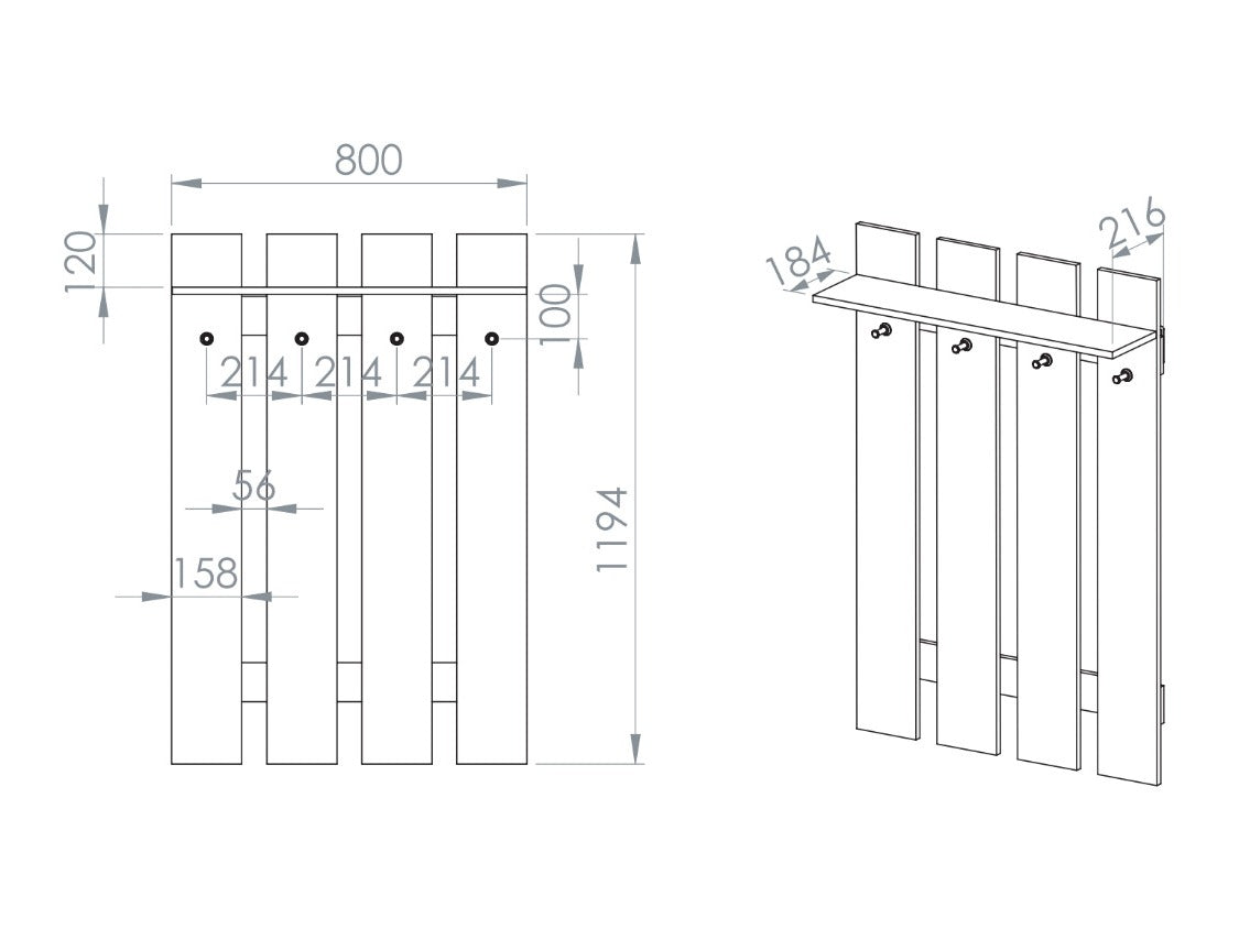 Knagerække Madison 192
