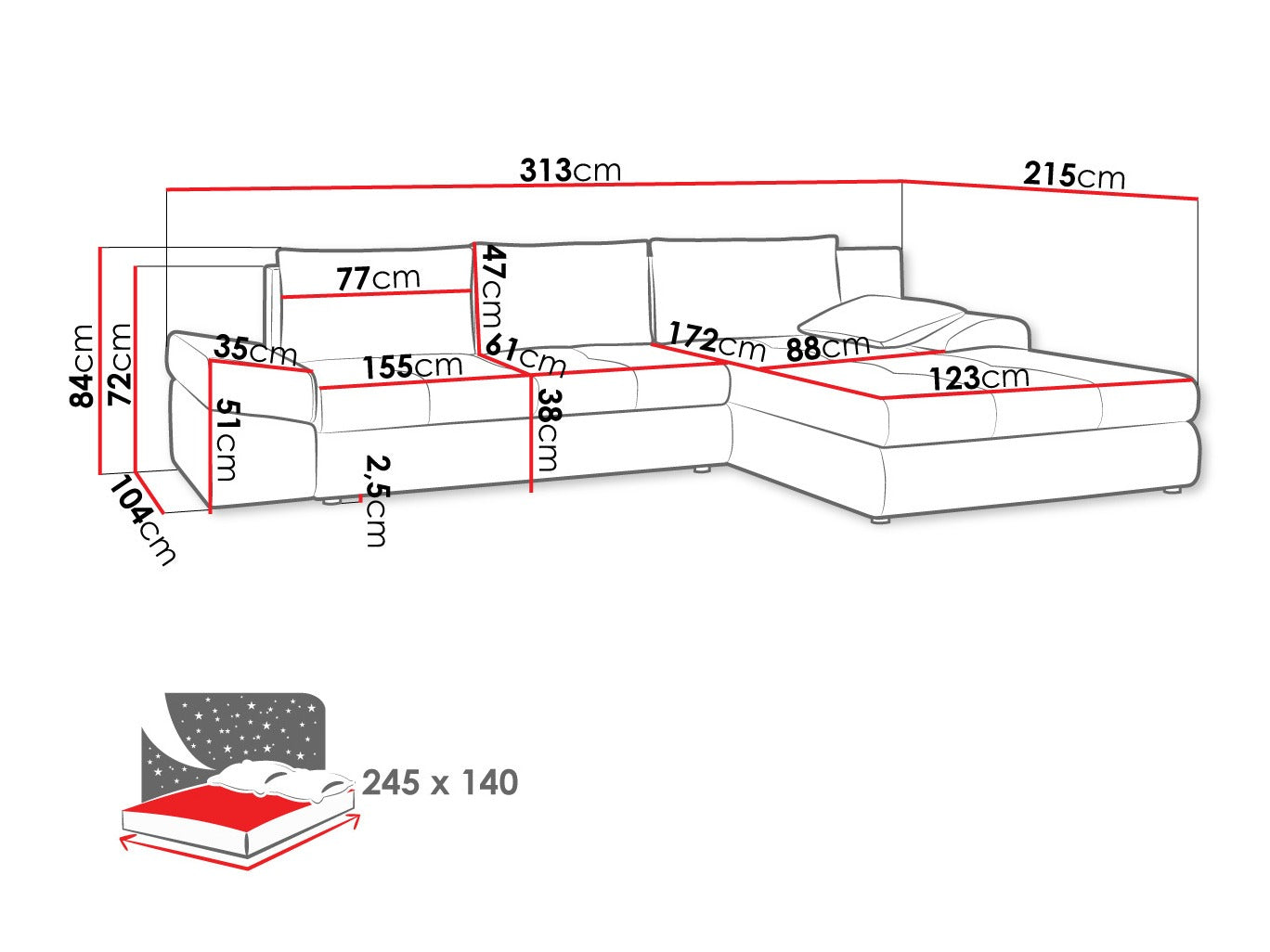Hjørnesofa Lincoln 124 4094099
