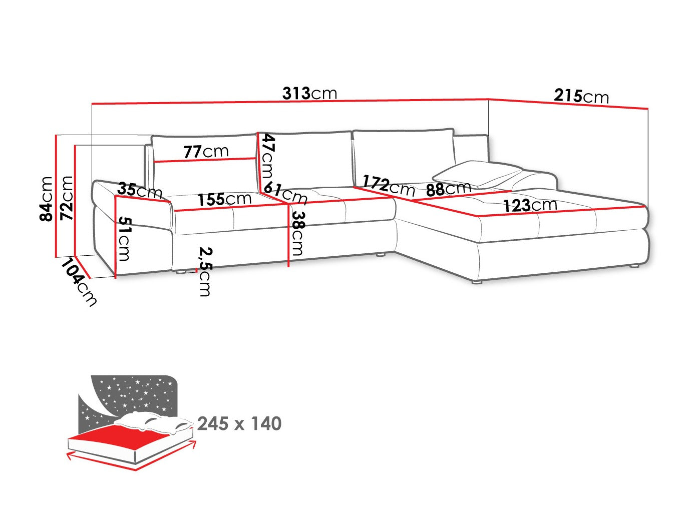 Hjørnesofa Lincoln 124 4094145
