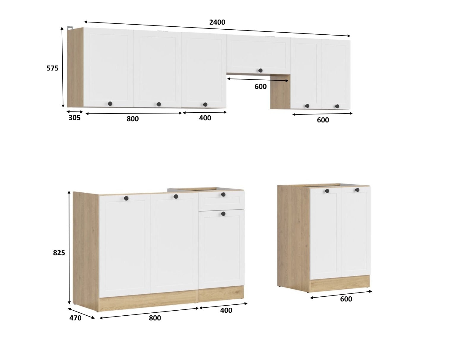 Modulopbygget køkkensæt Classic White Oak 118