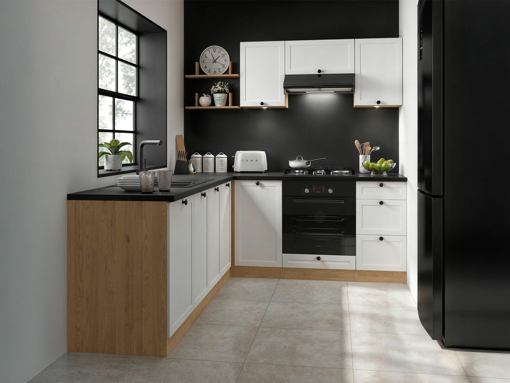 Modulært hjørneskab Classic White Oak 113