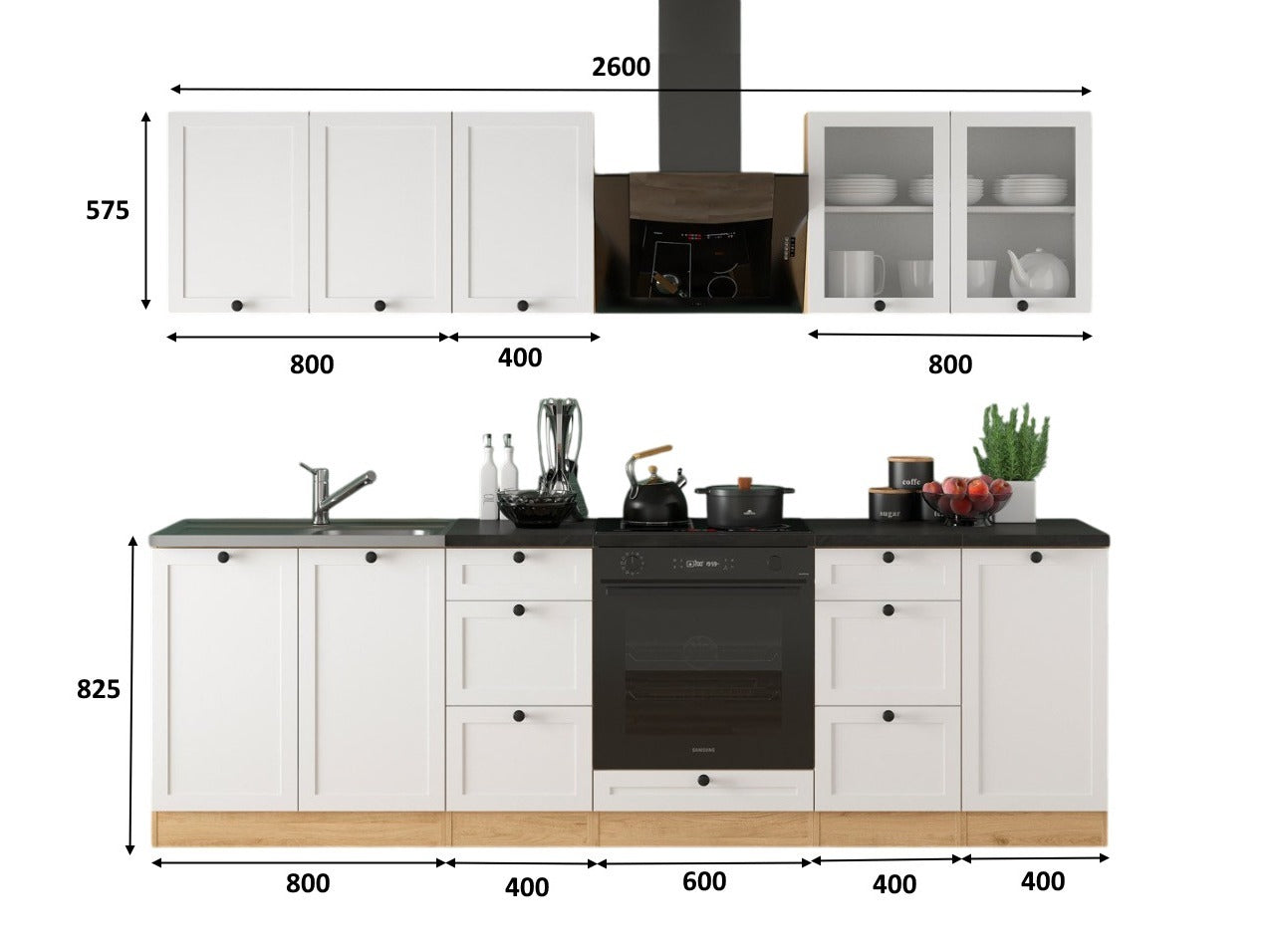 Modulopbygget køkkensæt Classic White Oak 122