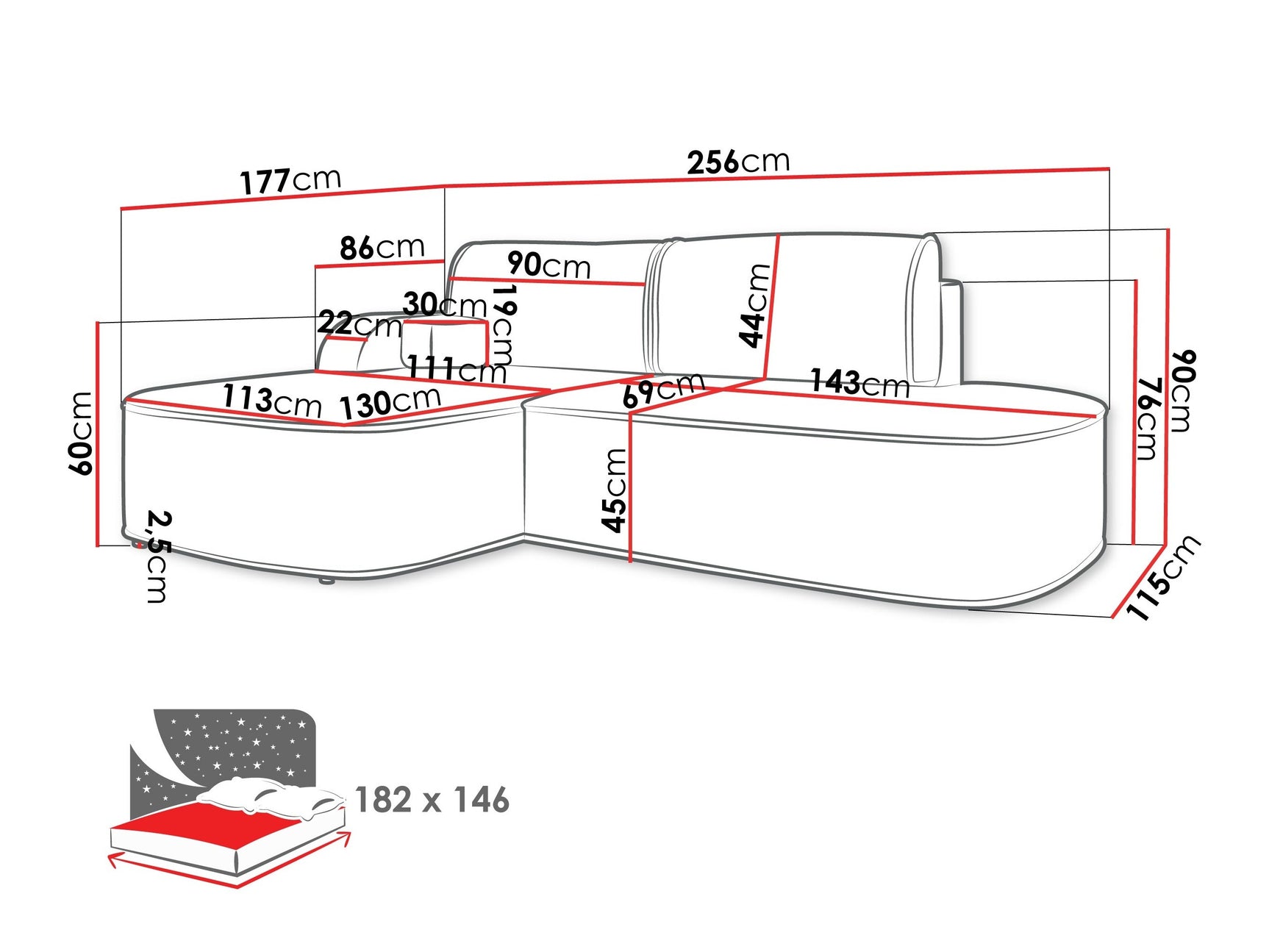 Hjørnesofa Comfivo 464