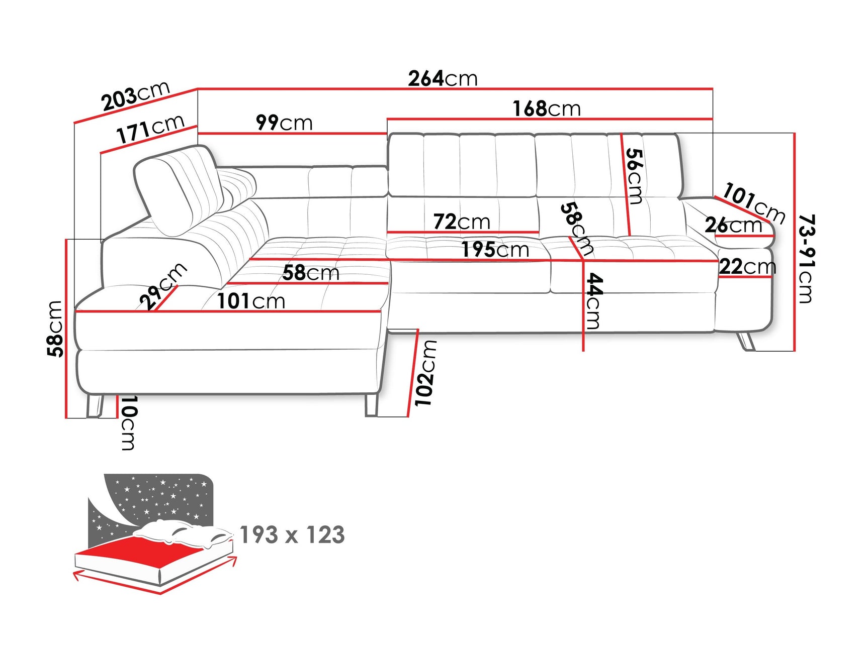 Hjørnesofa Comfivo 207