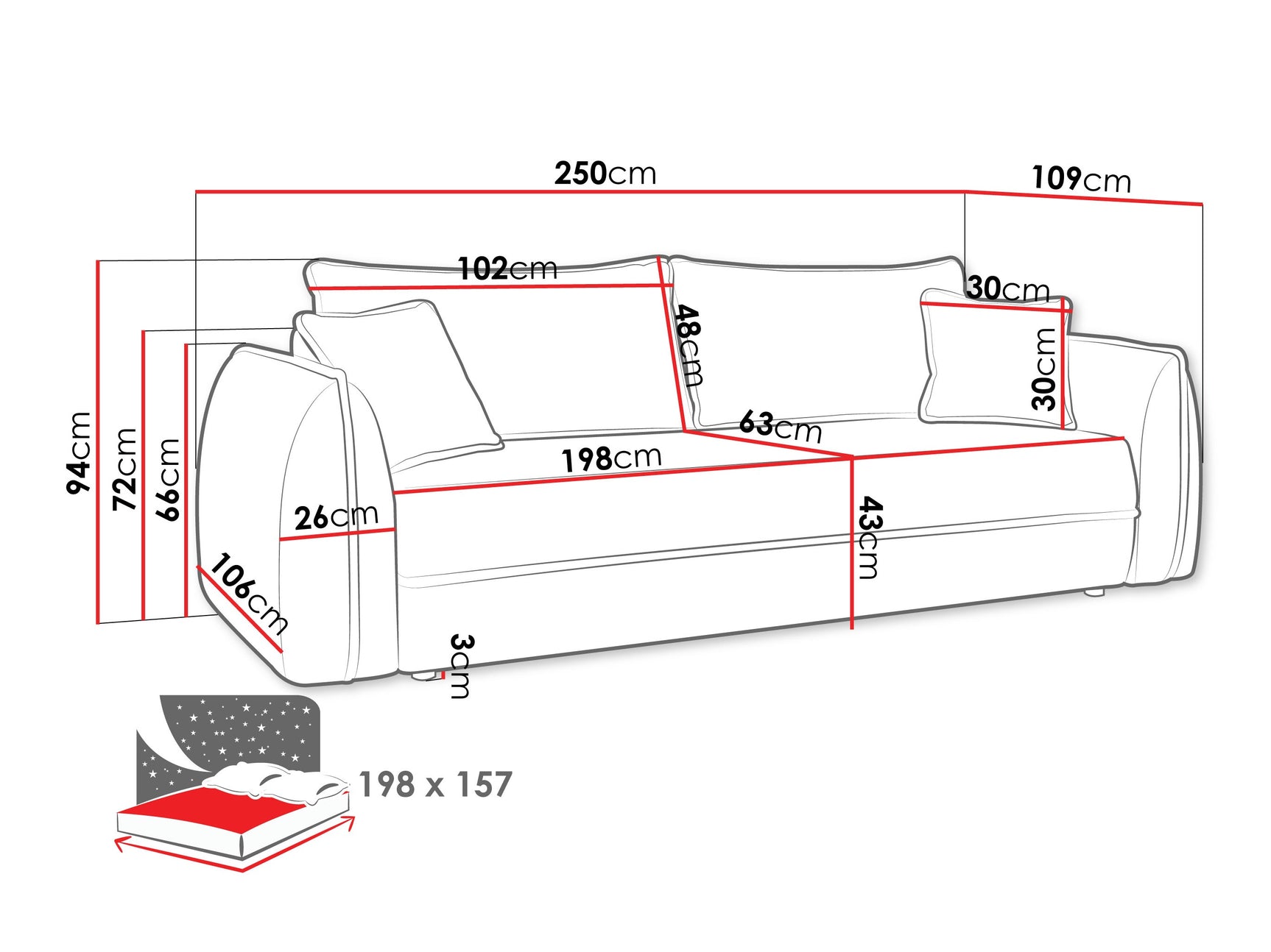 Sovesofa Kingman 100