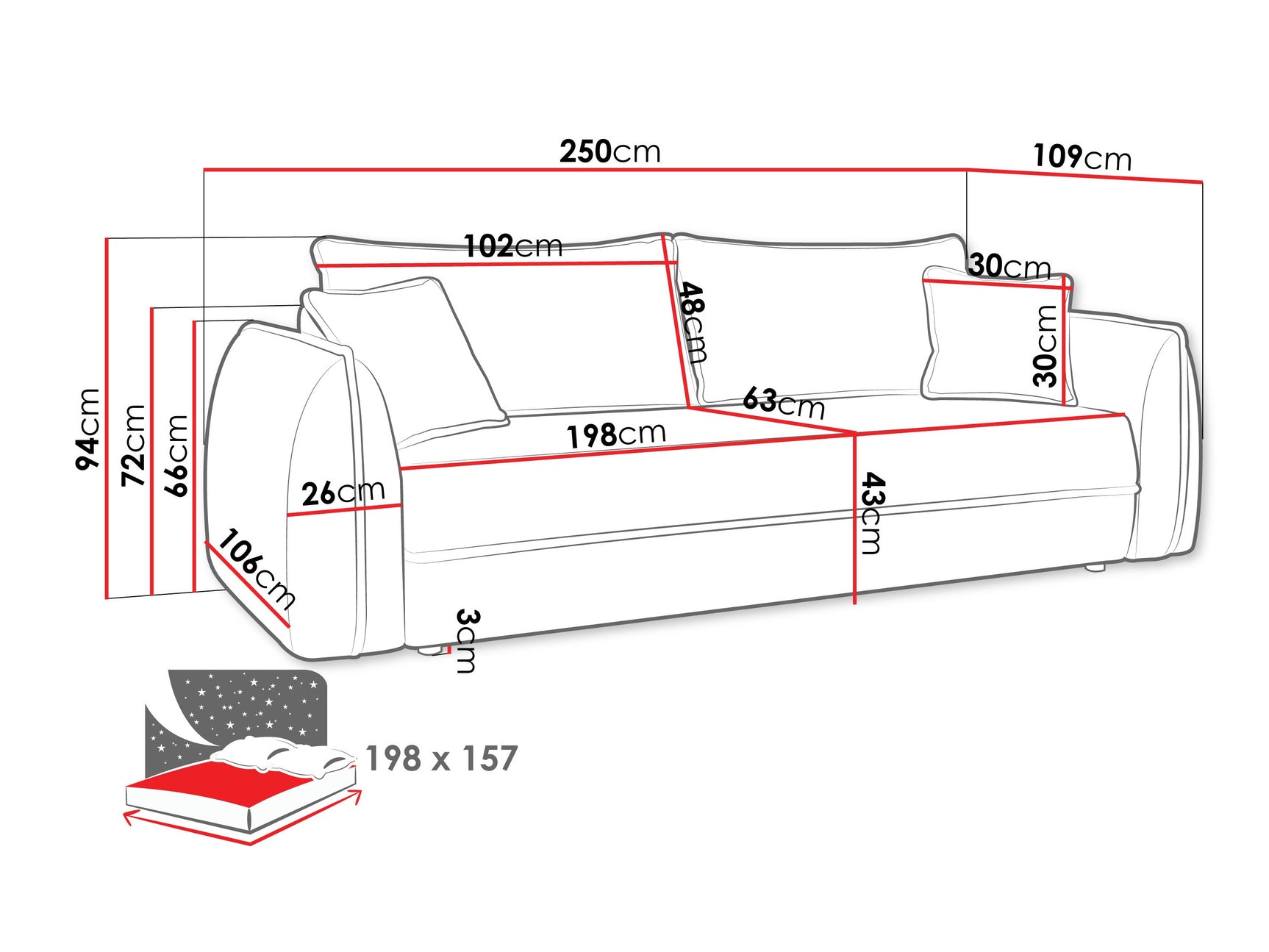 Sovesofa Kingman 100