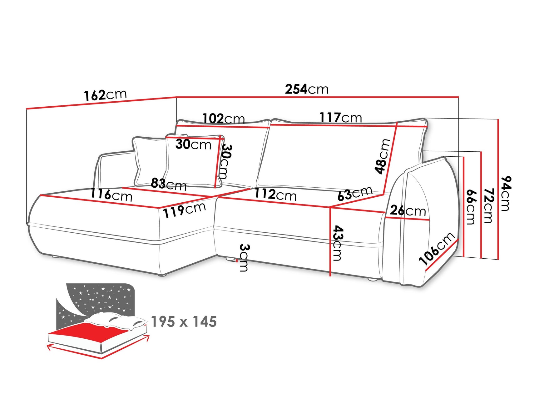 Hjørnesofa Kingman 101